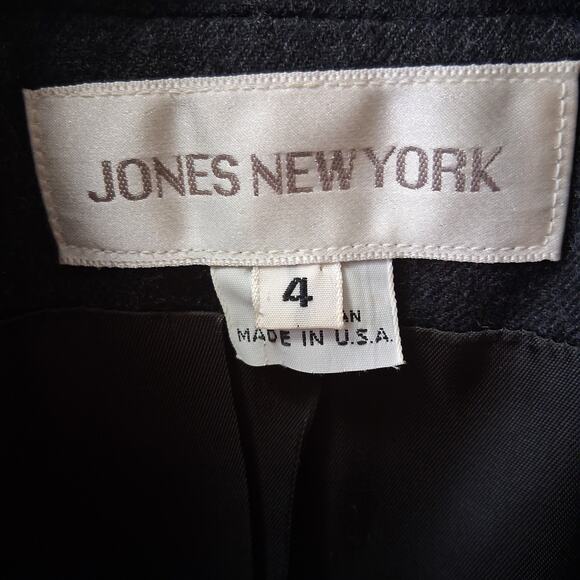 Jones New York Women 100% Pure Wool Coat Blazer 1 Button Jacket Gray Size-4 - Picture 8 of 10